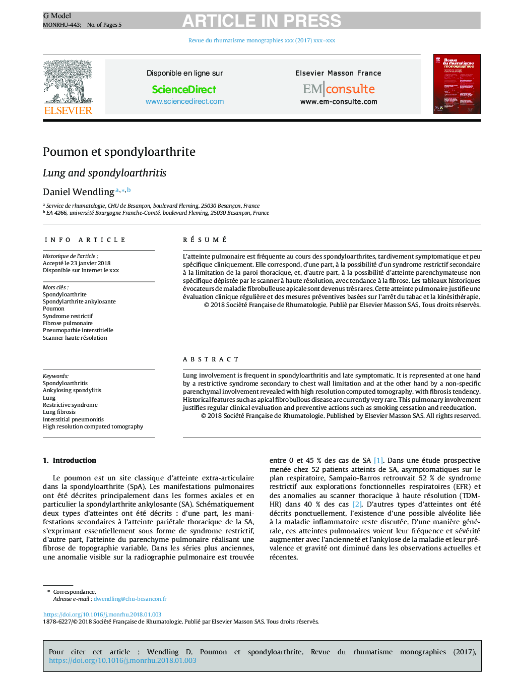 Poumon et spondyloarthrite