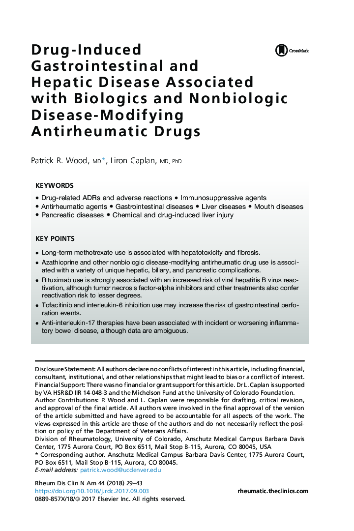 Drug-Induced Gastrointestinal and Hepatic Disease Associated with Biologics and Nonbiologic Disease-Modifying Antirheumatic Drugs