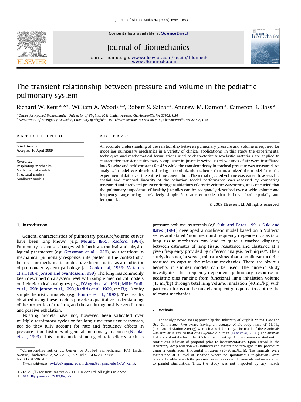 The transient relationship between pressure and volume in the pediatric pulmonary system