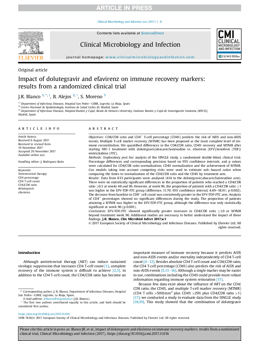 Impact of dolutegravir and efavirenz on immune recovery markers: results from a randomized clinical trial