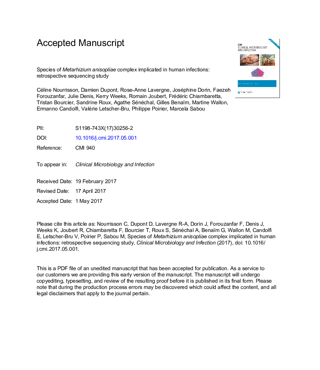 Species of Metarhizium anisopliae complex implicated in human infections: retrospective sequencing study