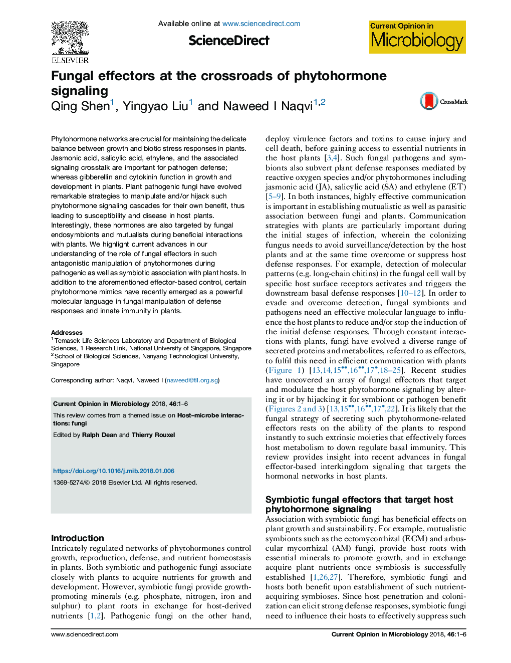 Fungal effectors at the crossroads of phytohormone signaling