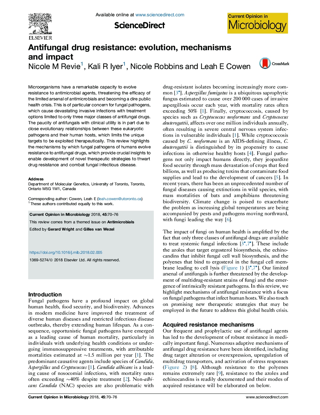 Antifungal drug resistance: evolution, mechanisms and impact