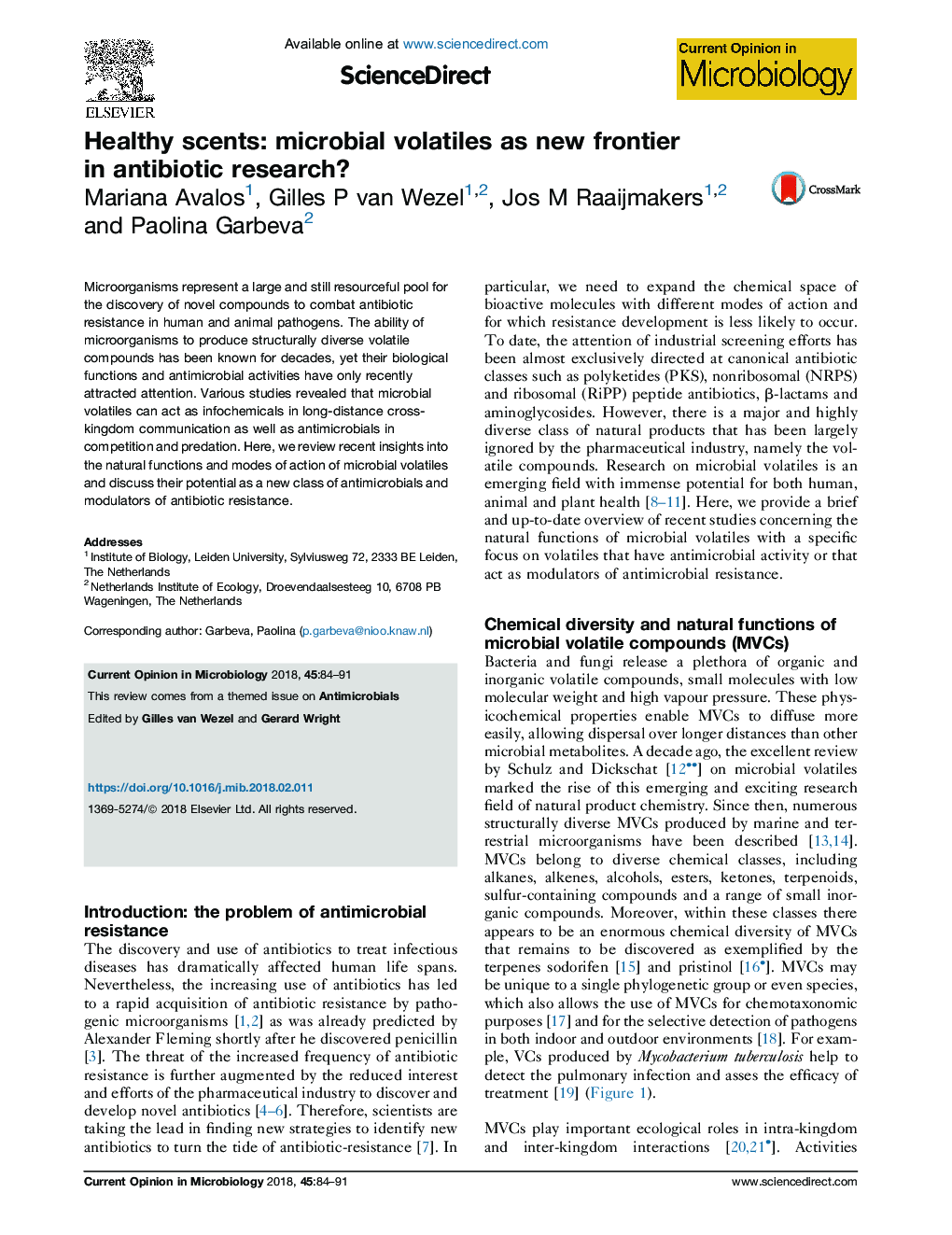 Healthy scents: microbial volatiles as new frontier in antibiotic research?