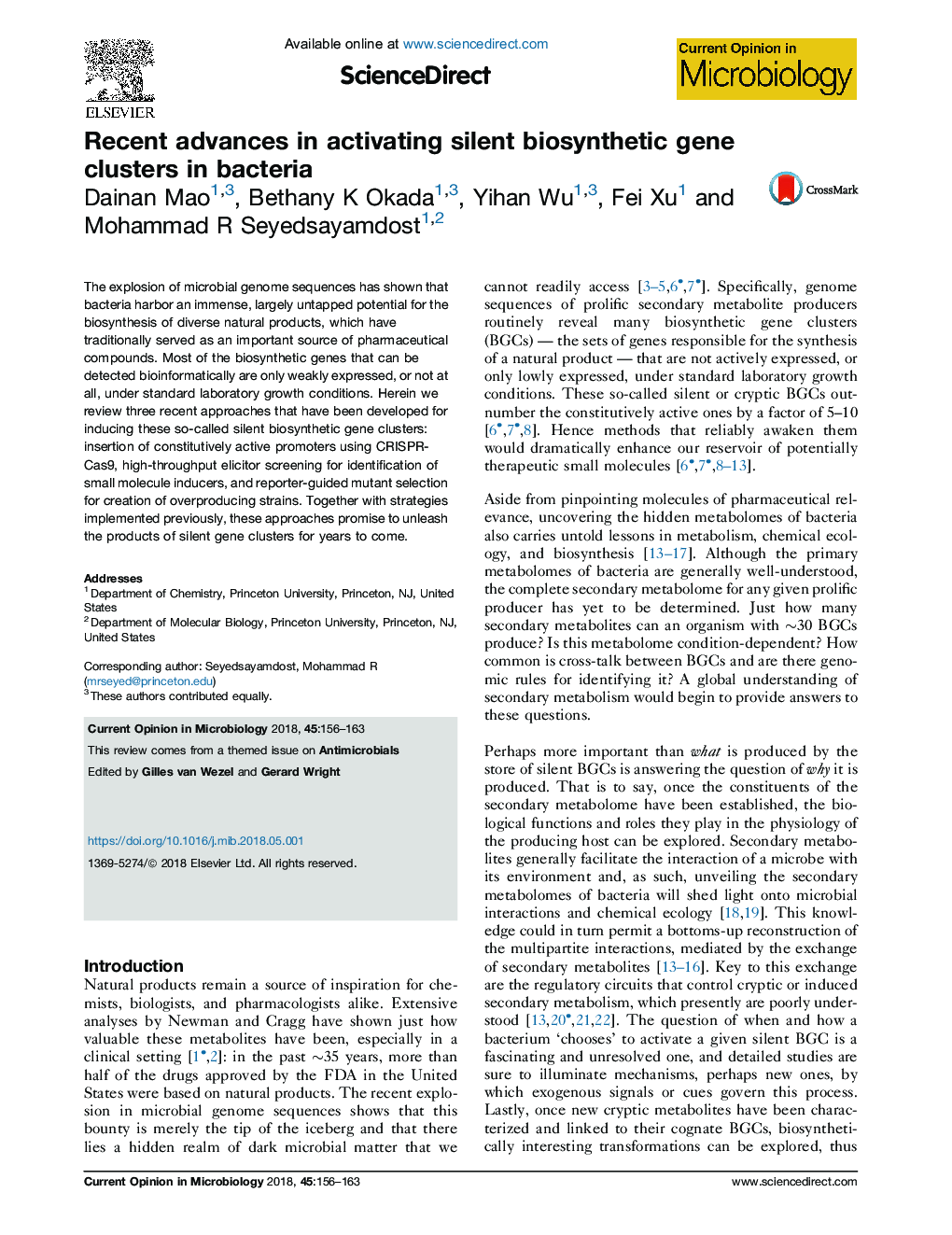 Recent advances in activating silent biosynthetic gene clusters in bacteria