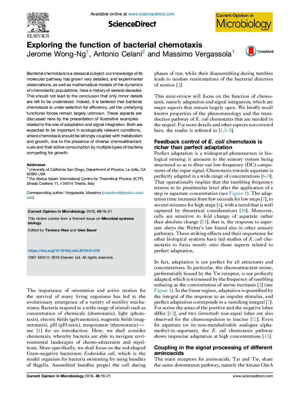 Exploring the function of bacterial chemotaxis