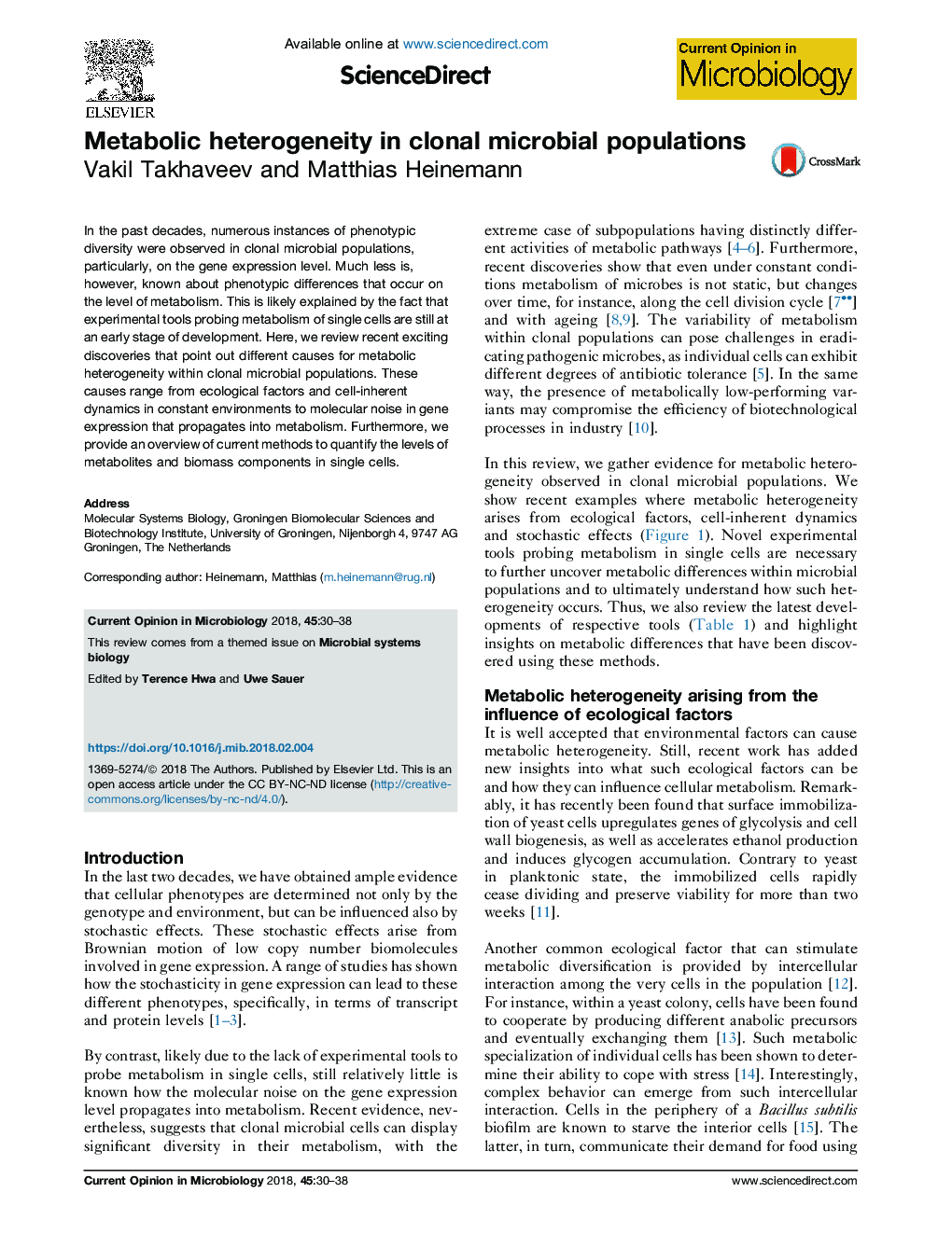 Metabolic heterogeneity in clonal microbial populations