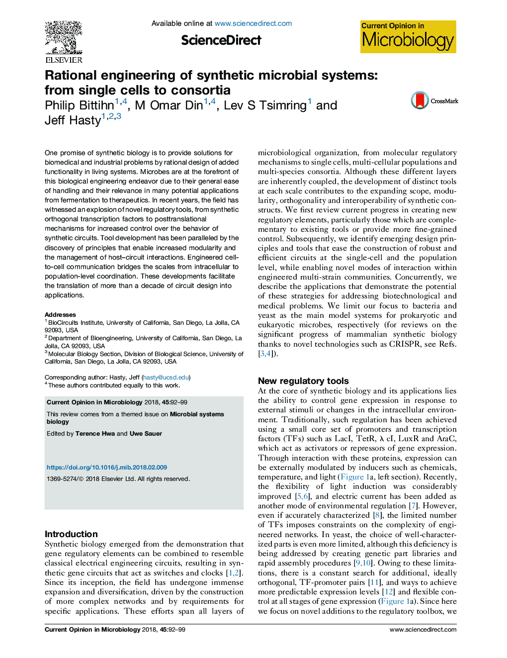 Rational engineering of synthetic microbial systems: from single cells to consortia