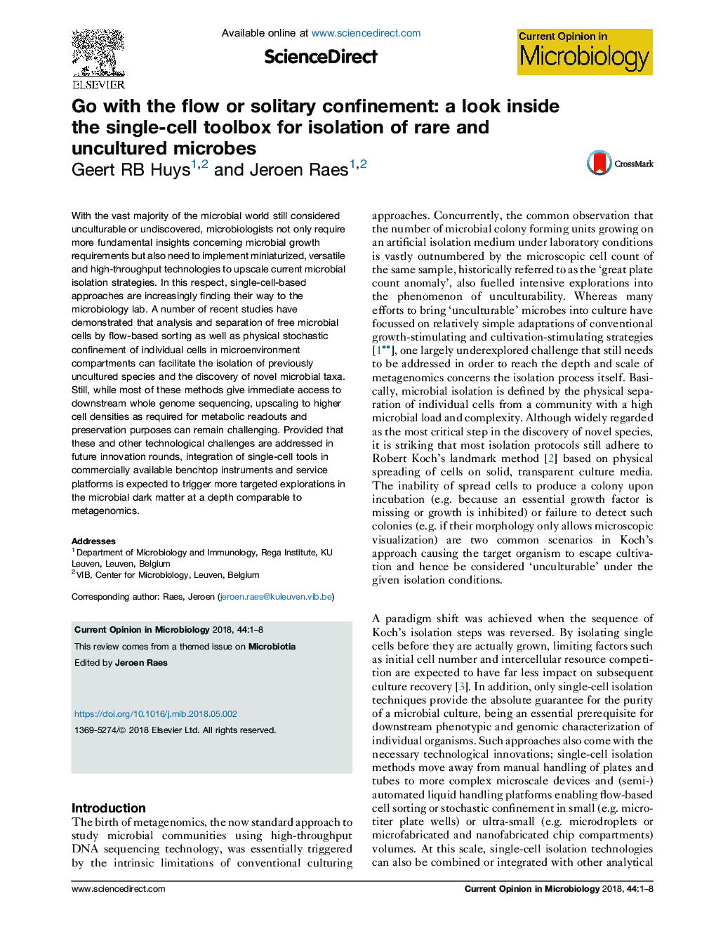 Go with the flow or solitary confinement: a look inside the single-cell toolbox for isolation of rare and uncultured microbes