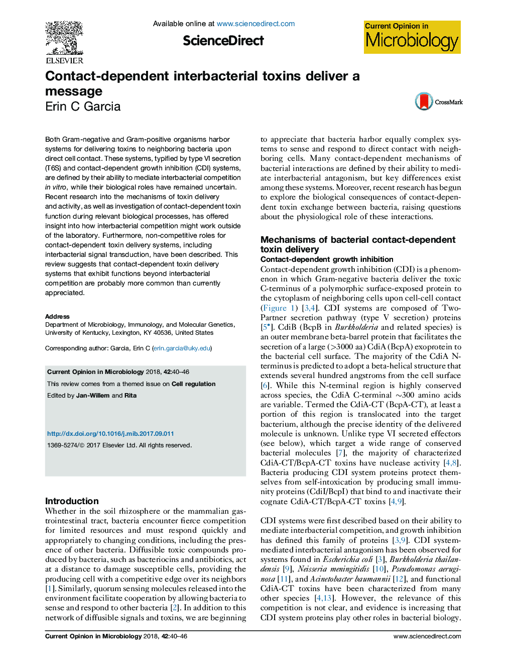 Contact-dependent interbacterial toxins deliver a message