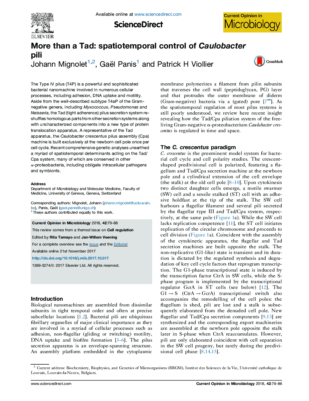 More than a Tad: spatiotemporal control of Caulobacter pili