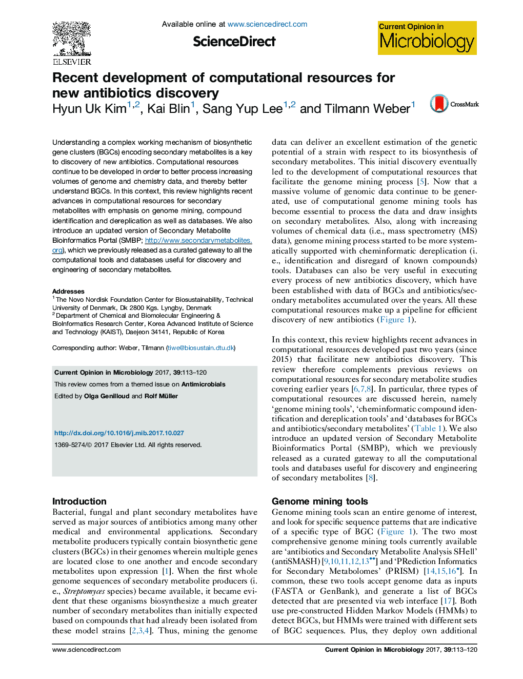 Recent development of computational resources for new antibiotics discovery