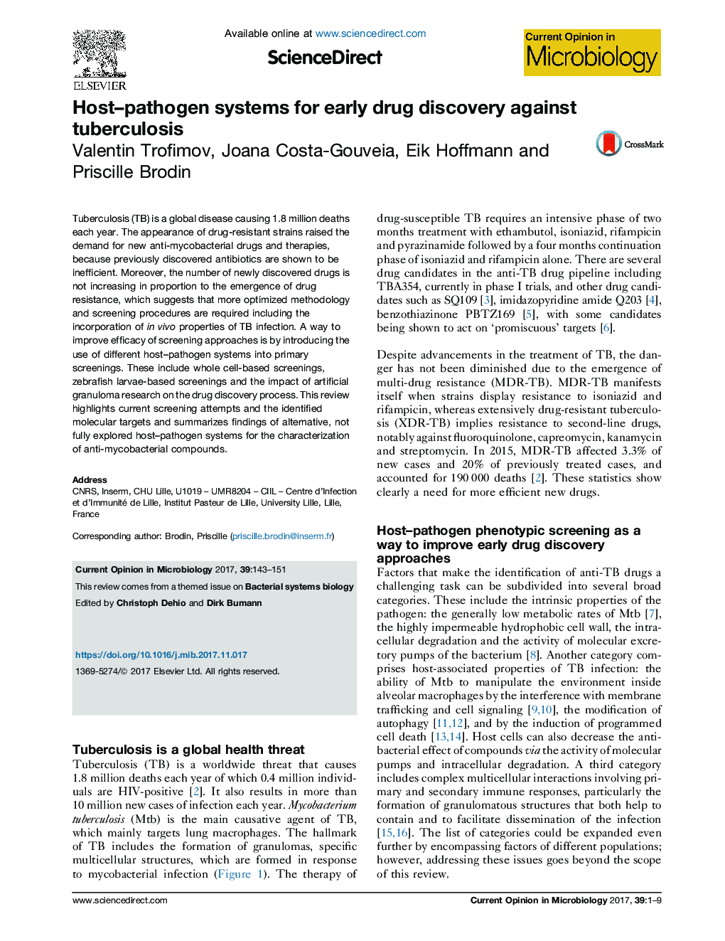 Host-pathogen systems for early drug discovery against tuberculosis