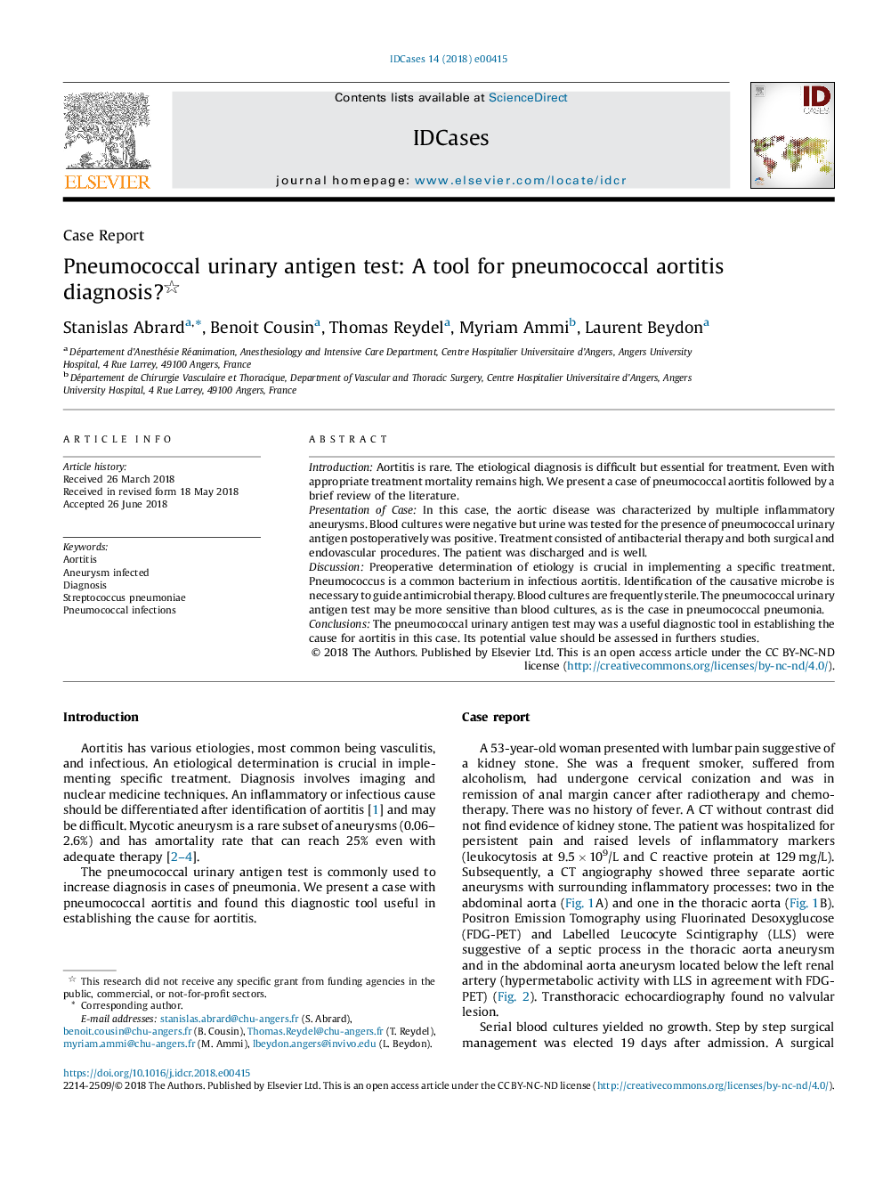 Pneumococcal urinary antigen test: A tool for pneumococcal aortitis diagnosis?