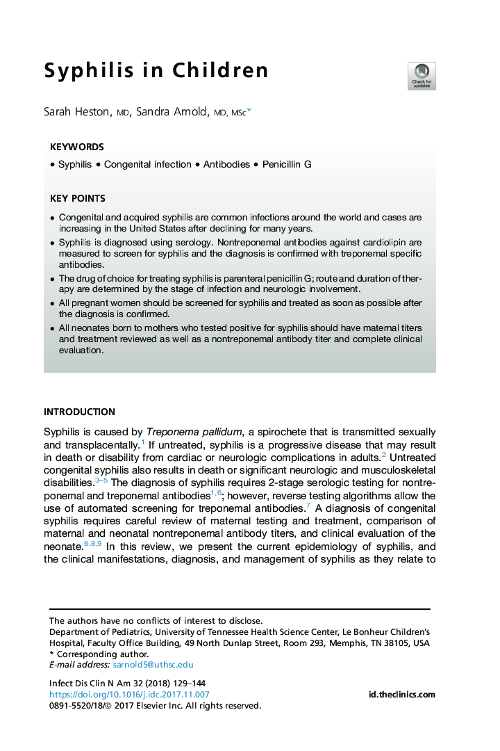 Syphilis in Children