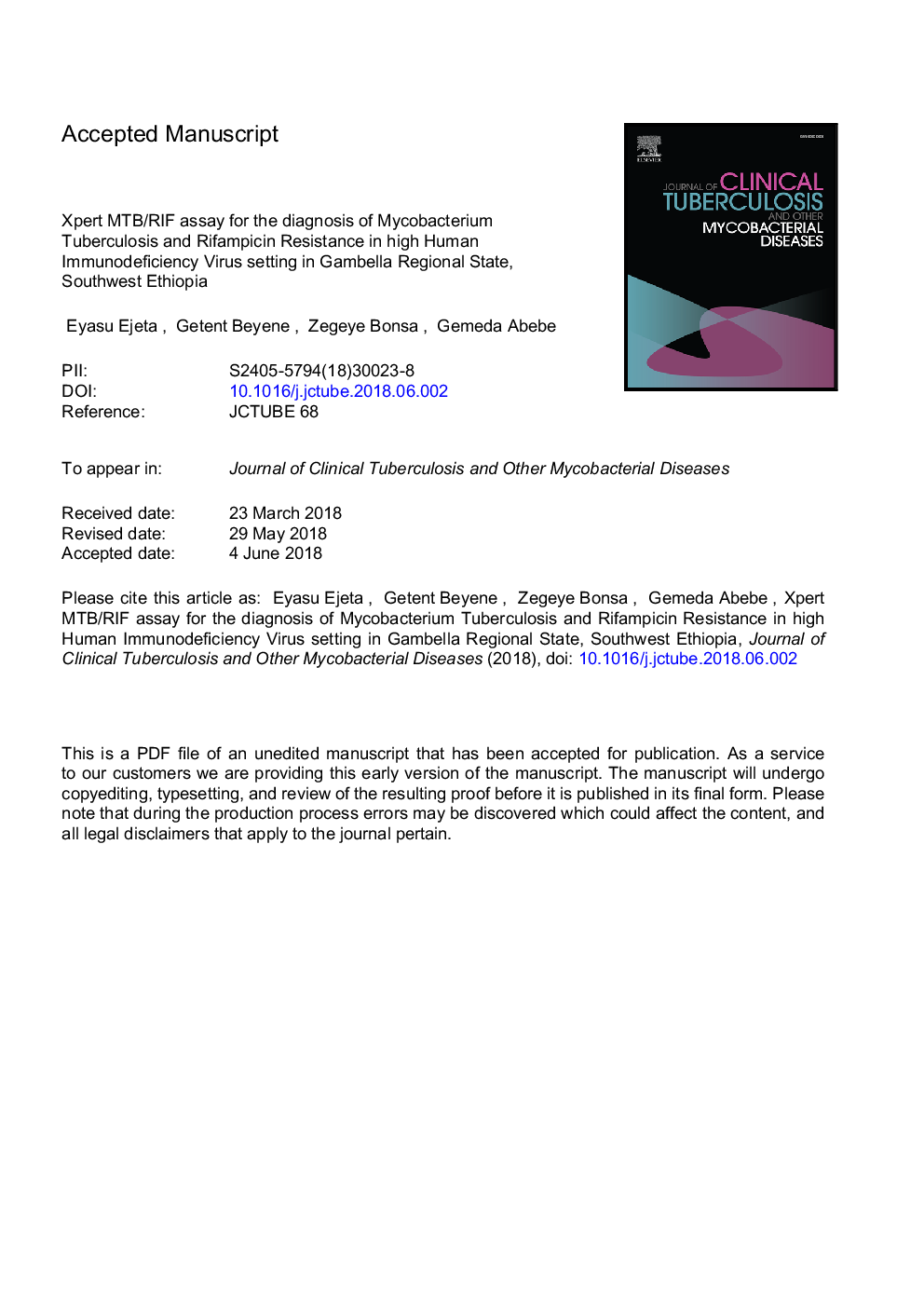 Xpert MTB/RIF assay for the diagnosis of Mycobacterium tuberculosis and Rifampicin resistance in high Human Immunodeficiency Virus setting in Gambella regional state, southwest Ethiopia