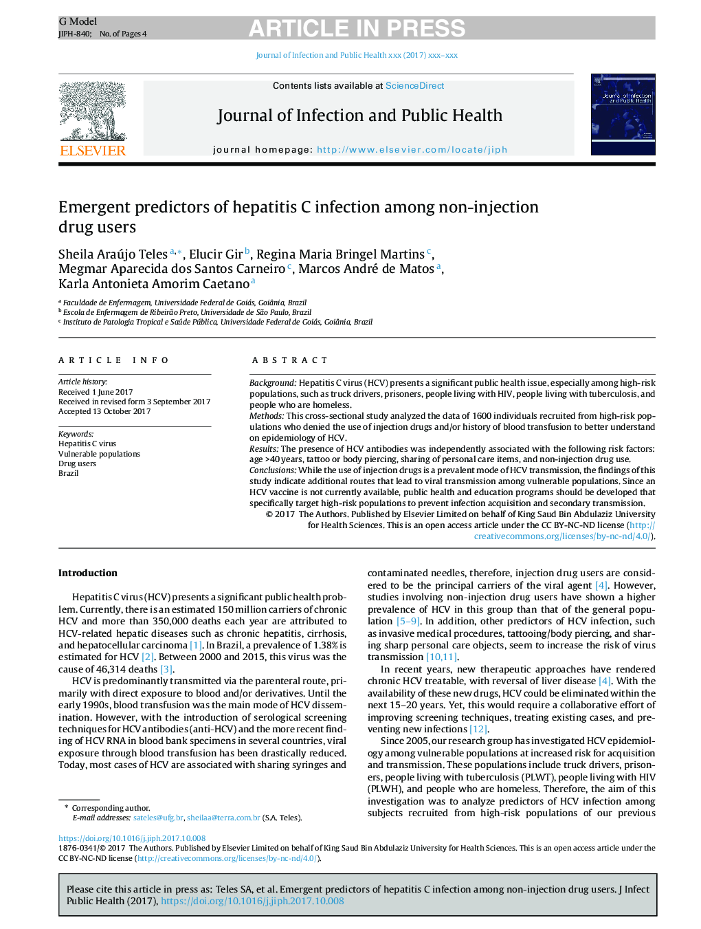 Emergent predictors of hepatitis C infection among non-injection drug users