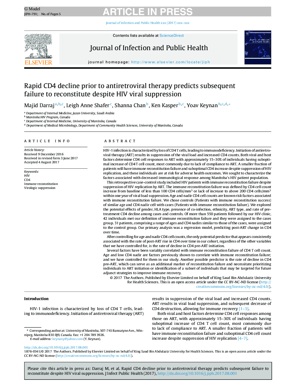 Rapid CD4 decline prior to antiretroviral therapy predicts subsequent failure to reconstitute despite HIV viral suppression