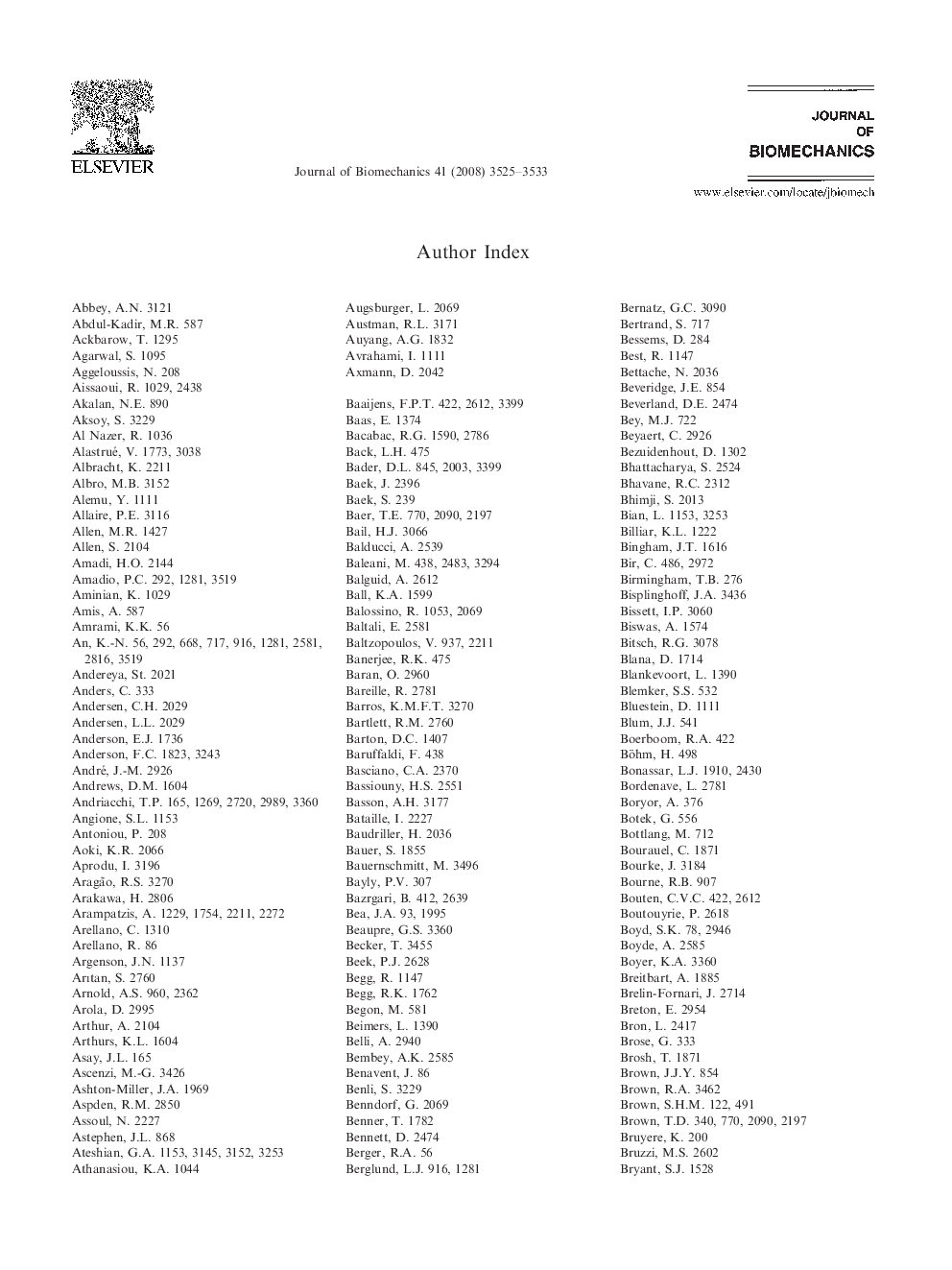 Volume 41, 2008. Author/Subject Index