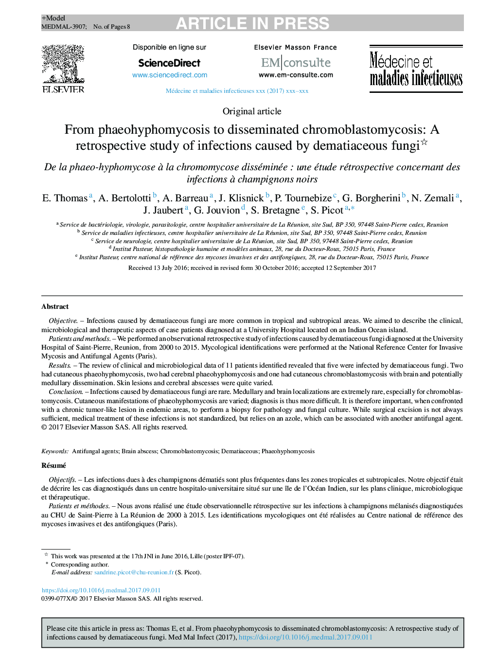 From phaeohyphomycosis to disseminated chromoblastomycosis: A retrospective study of infections caused by dematiaceous fungi