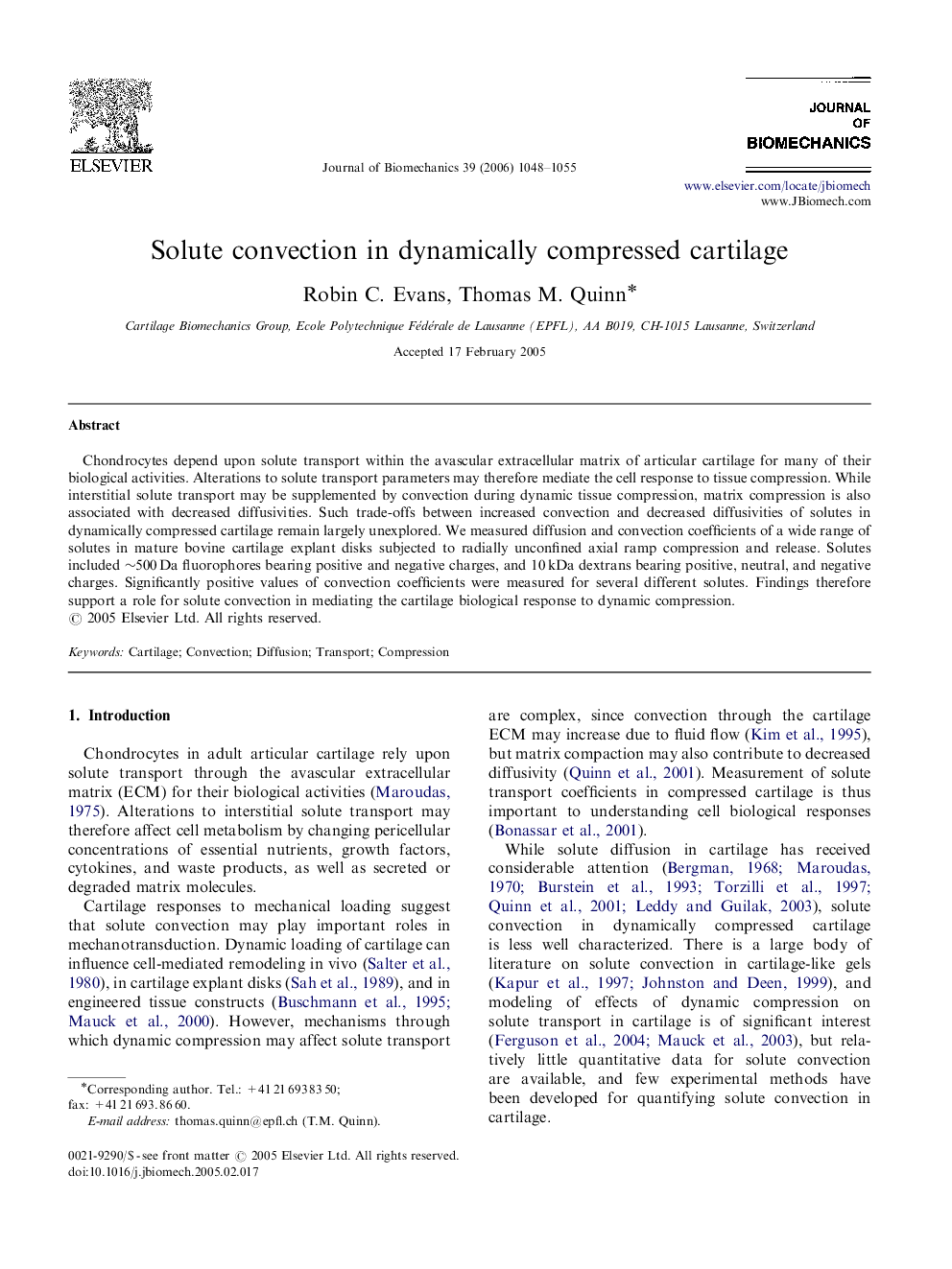 Solute convection in dynamically compressed cartilage