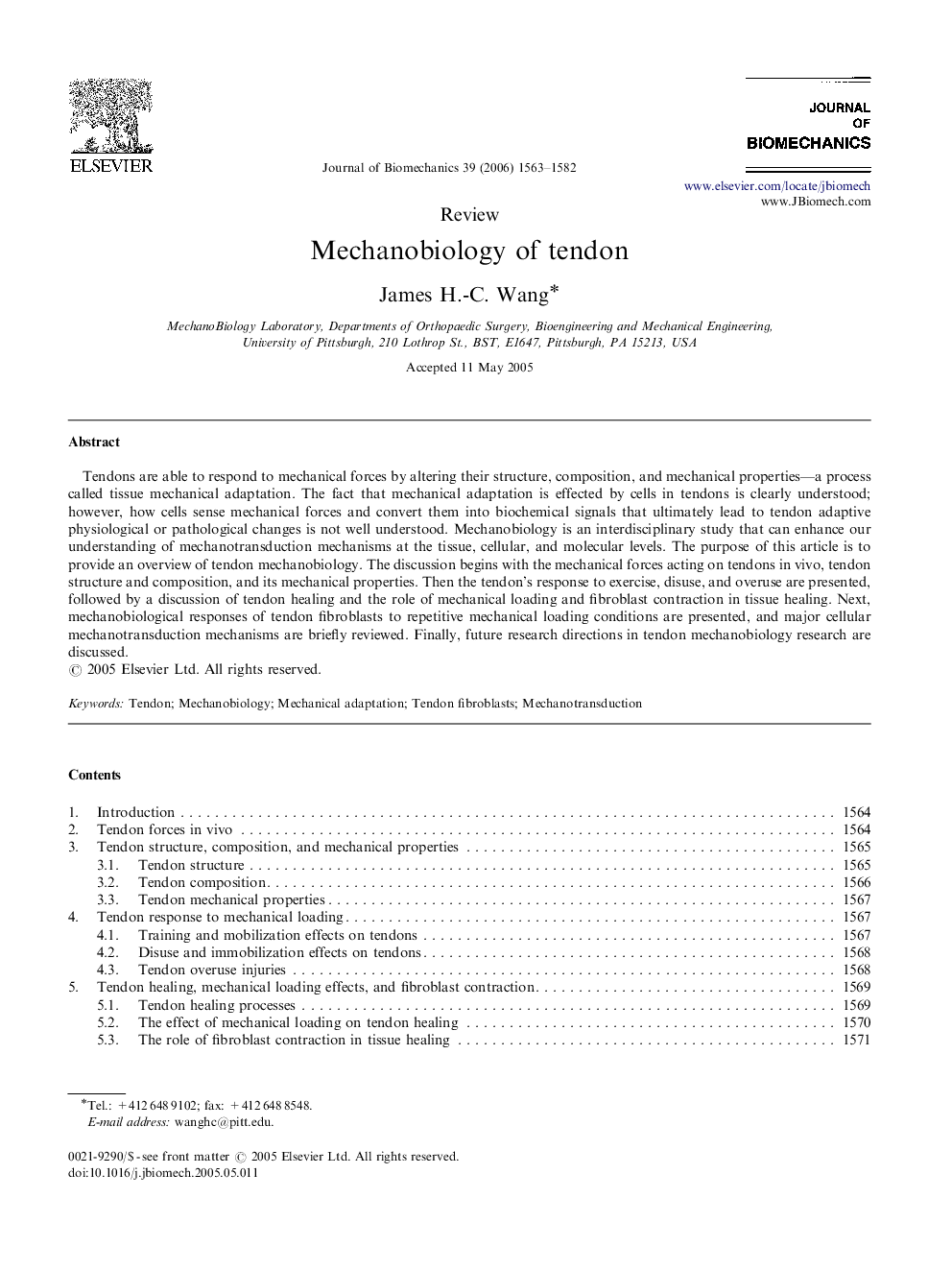 Mechanobiology of tendon