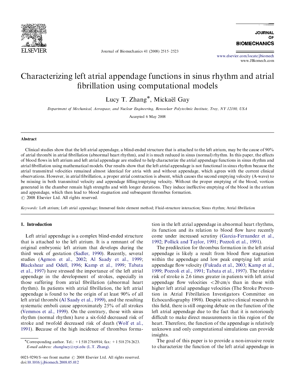 Characterizing left atrial appendage functions in sinus rhythm and atrial fibrillation using computational models