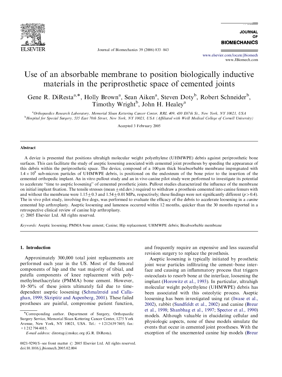 Use of an absorbable membrane to position biologically inductive materials in the periprosthetic space of cemented joints