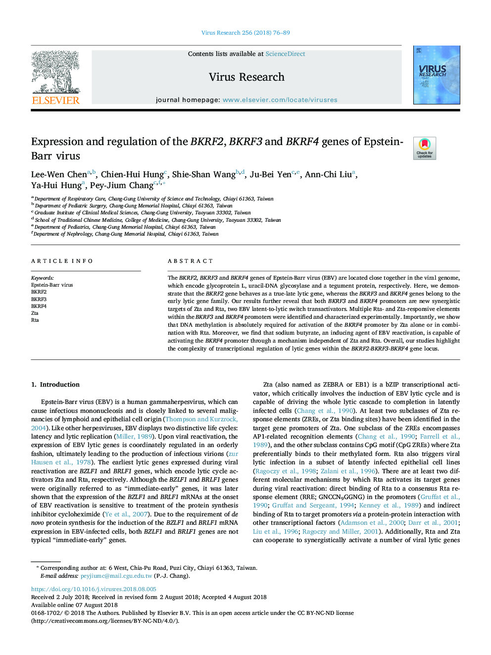 Expression and regulation of the BKRF2, BKRF3 and BKRF4 genes of Epstein-Barr virus