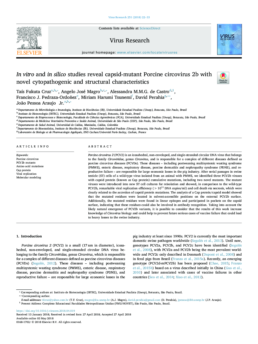 In vitro and in silico studies reveal capsid-mutant Porcine circovirus 2b with novel cytopathogenic and structural characteristics