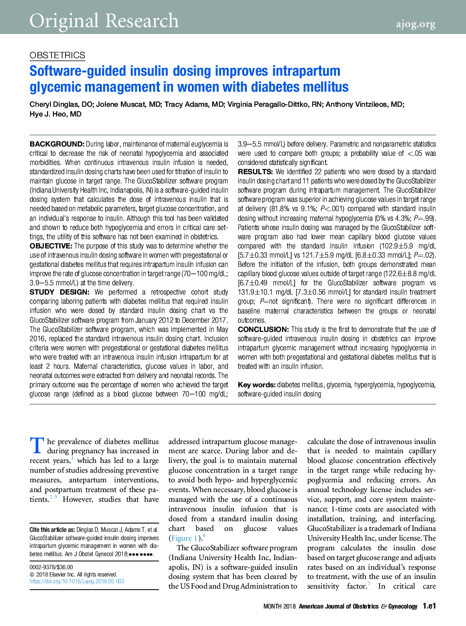 Software-guided insulin dosing improves intrapartum glycemic management in women with diabetes mellitus