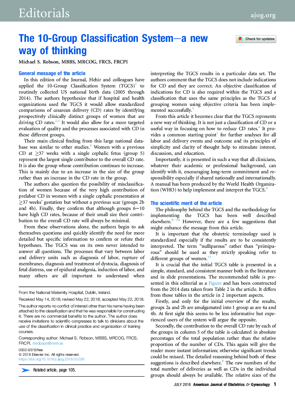 The 10-Group Classification System-a new way of thinking