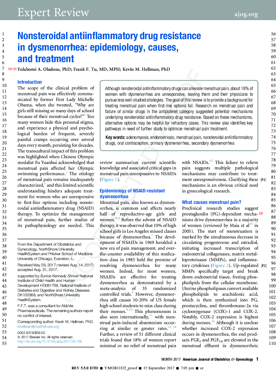 Nonsteroidal antiinflammatory drug resistance inÂ dysmenorrhea: epidemiology, causes, andÂ treatment