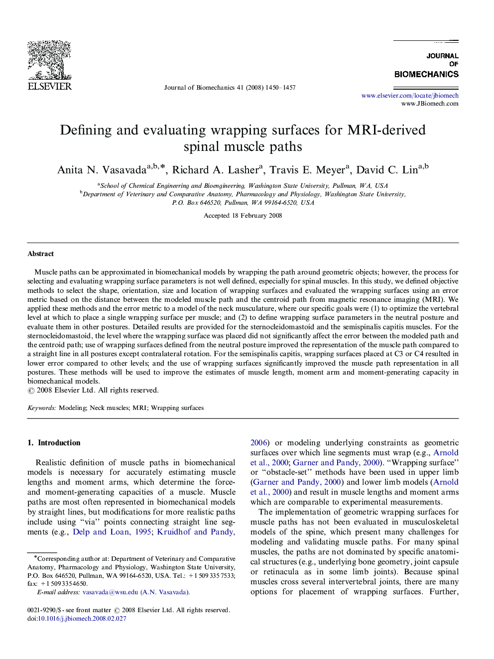 Defining and evaluating wrapping surfaces for MRI-derived spinal muscle paths