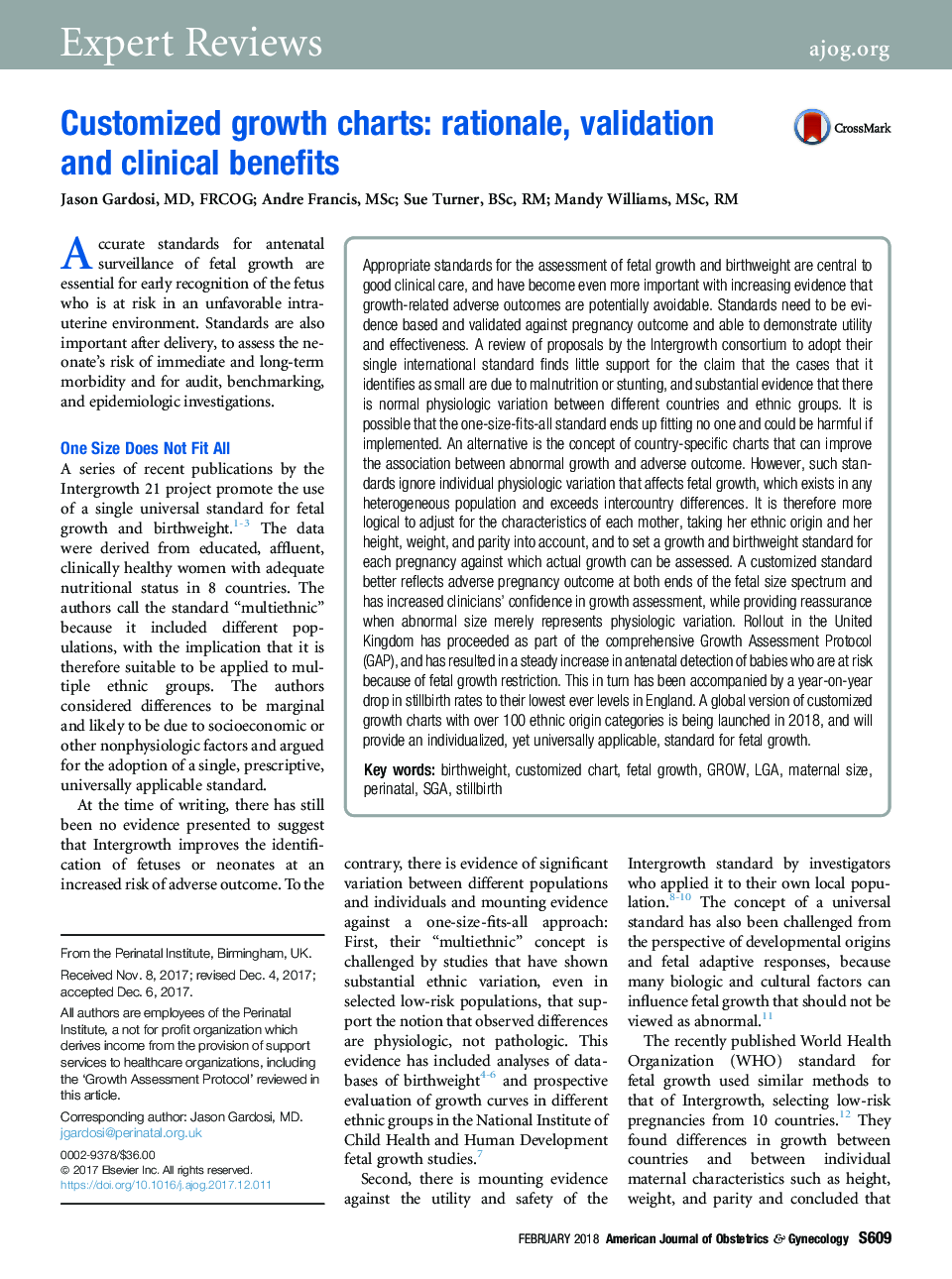 Customized growth charts: rationale, validation and clinical benefits