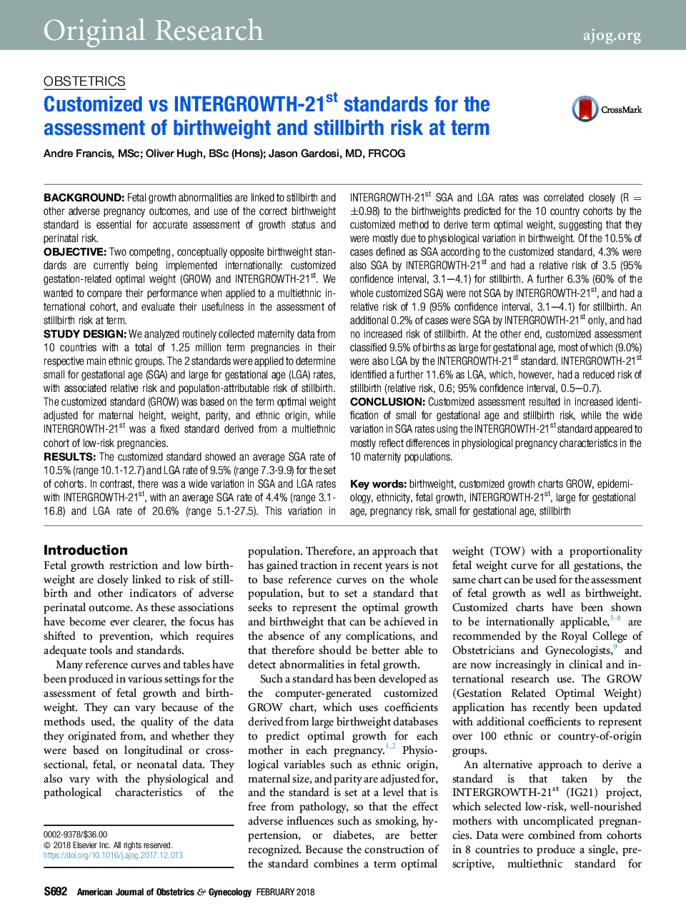 Customized vs INTERGROWTH-21st standards for the assessment of birthweight and stillbirth risk at term