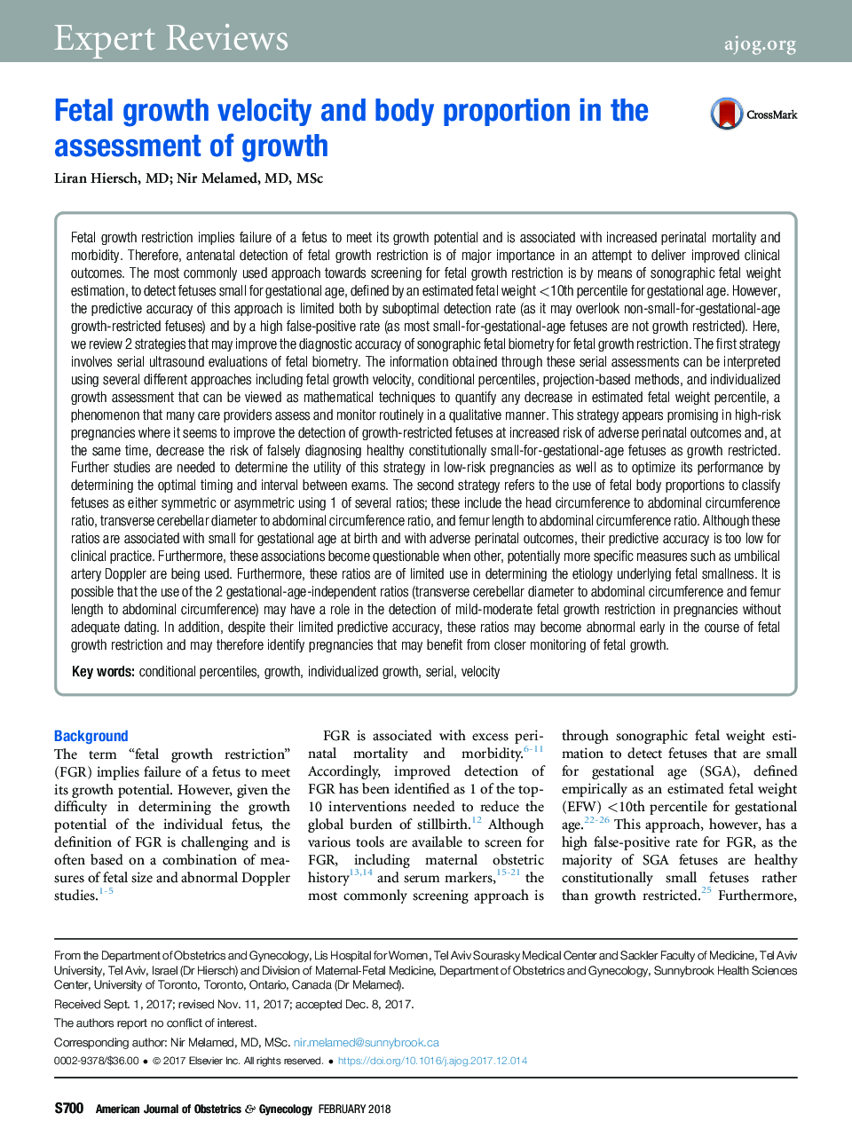 Fetal growth velocity and body proportion in the assessment of growth