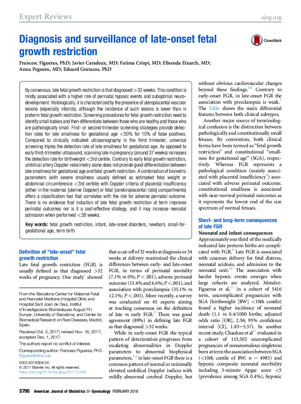 Diagnosis and surveillance of late-onset fetal growth restriction