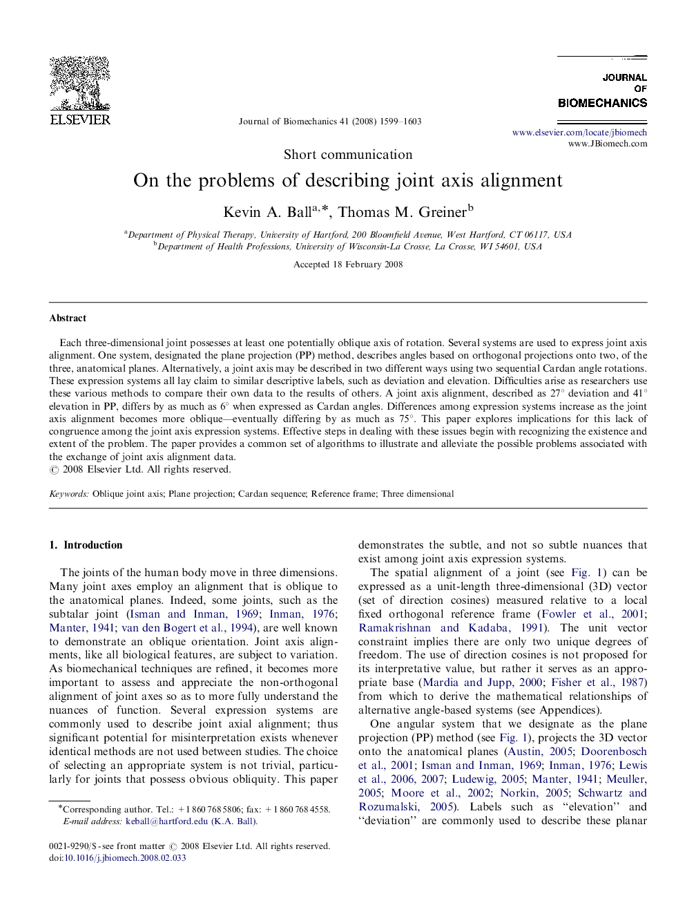 On the problems of describing joint axis alignment