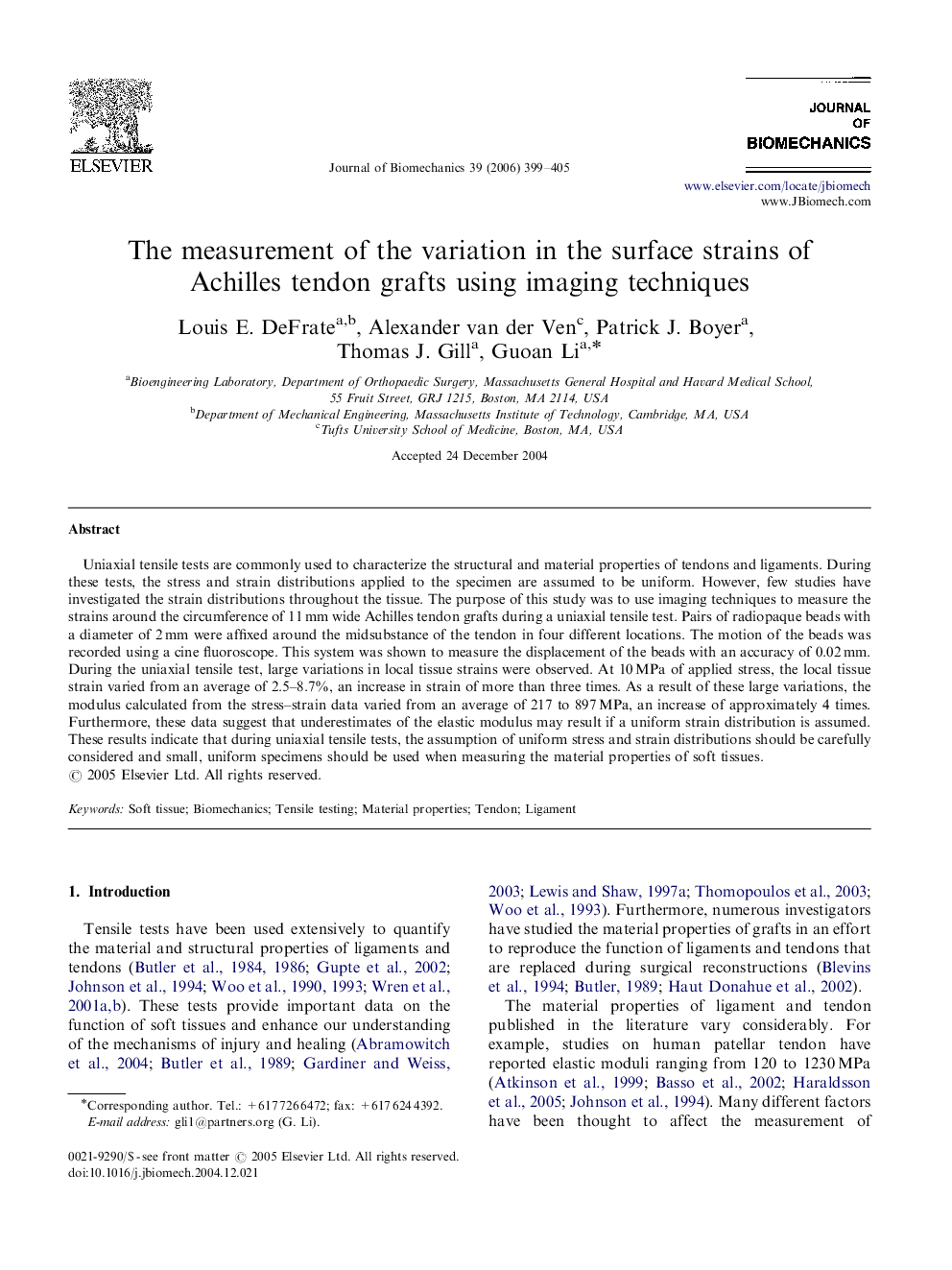 The measurement of the variation in the surface strains of Achilles tendon grafts using imaging techniques