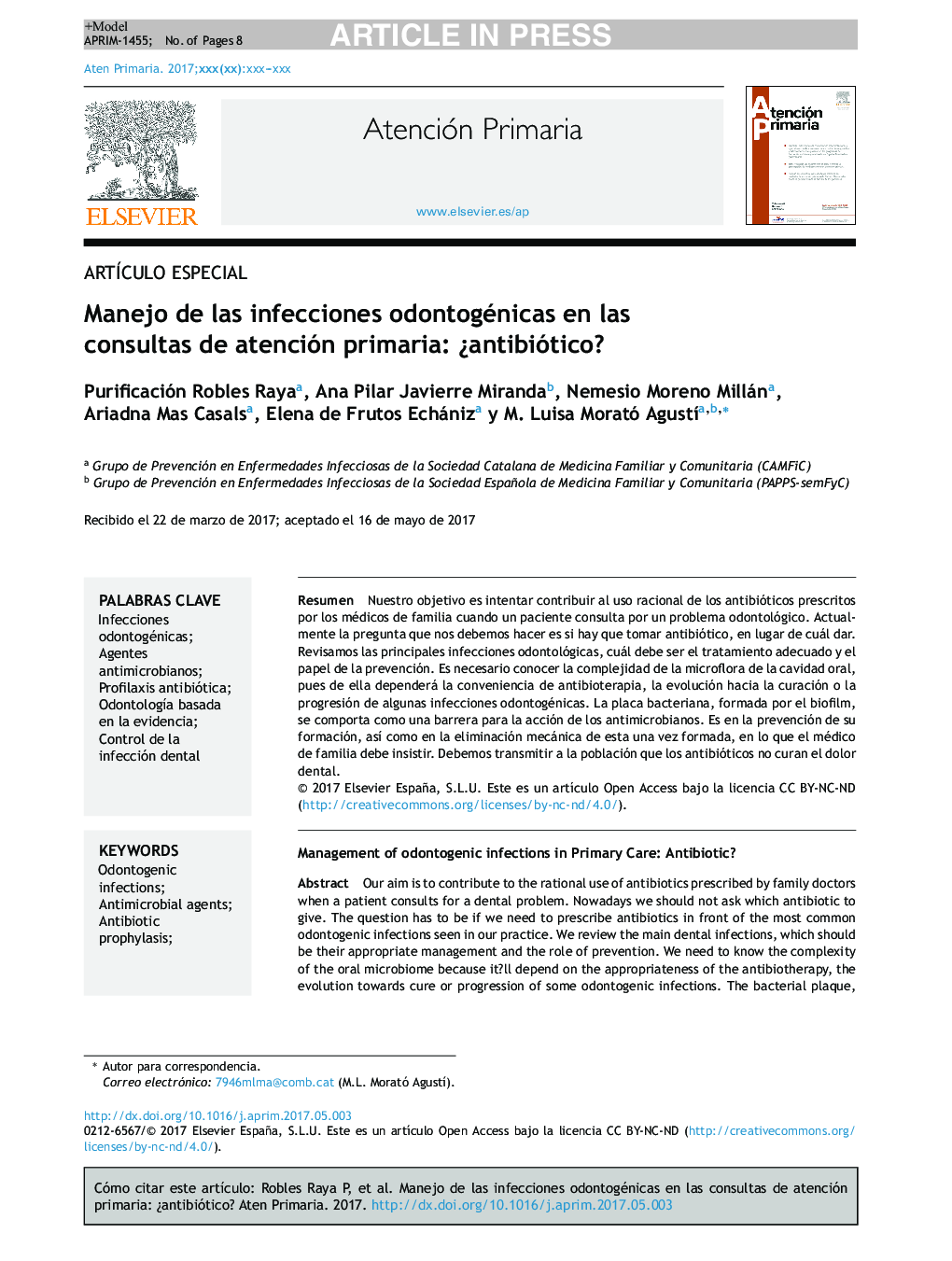 Manejo de las infecciones odontogénicas en las consultas de atención primaria: Â¿antibiótico?