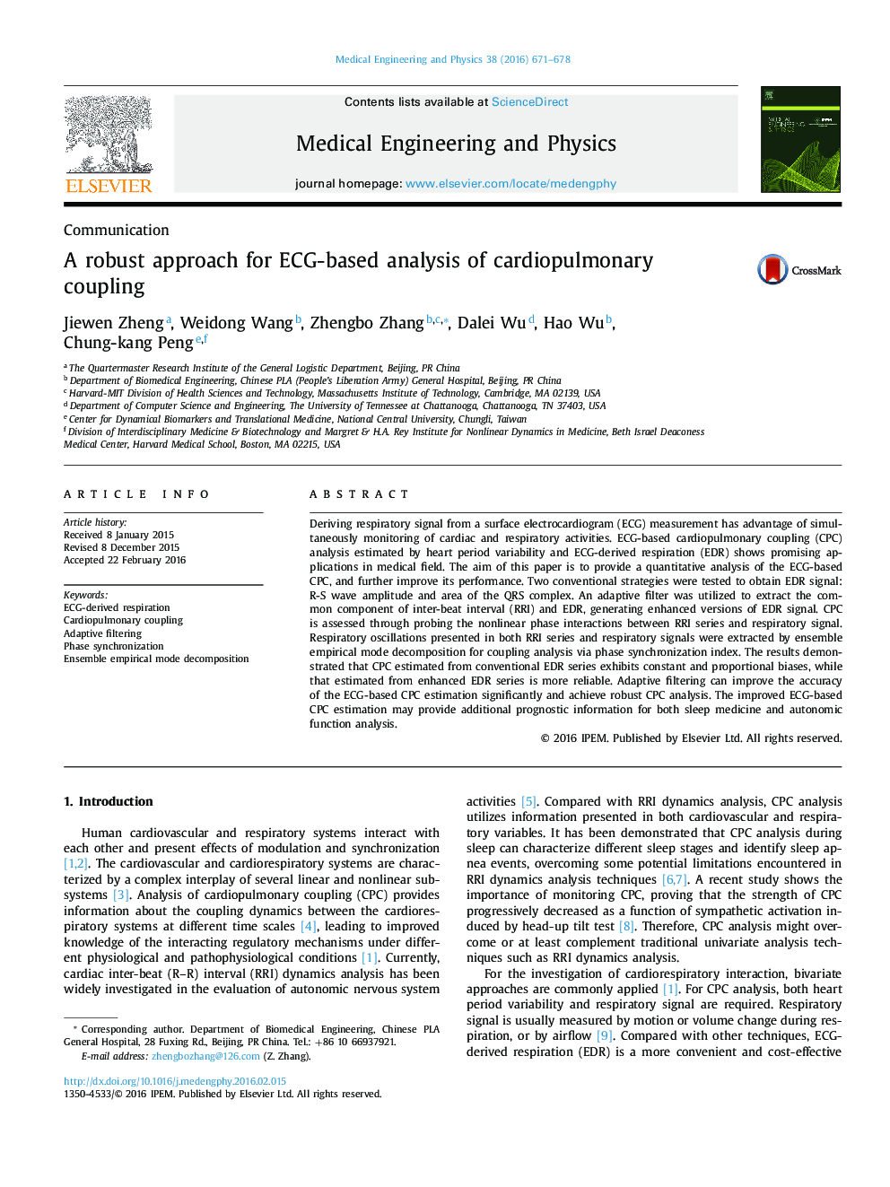 A robust approach for ECG-based analysis of cardiopulmonary coupling