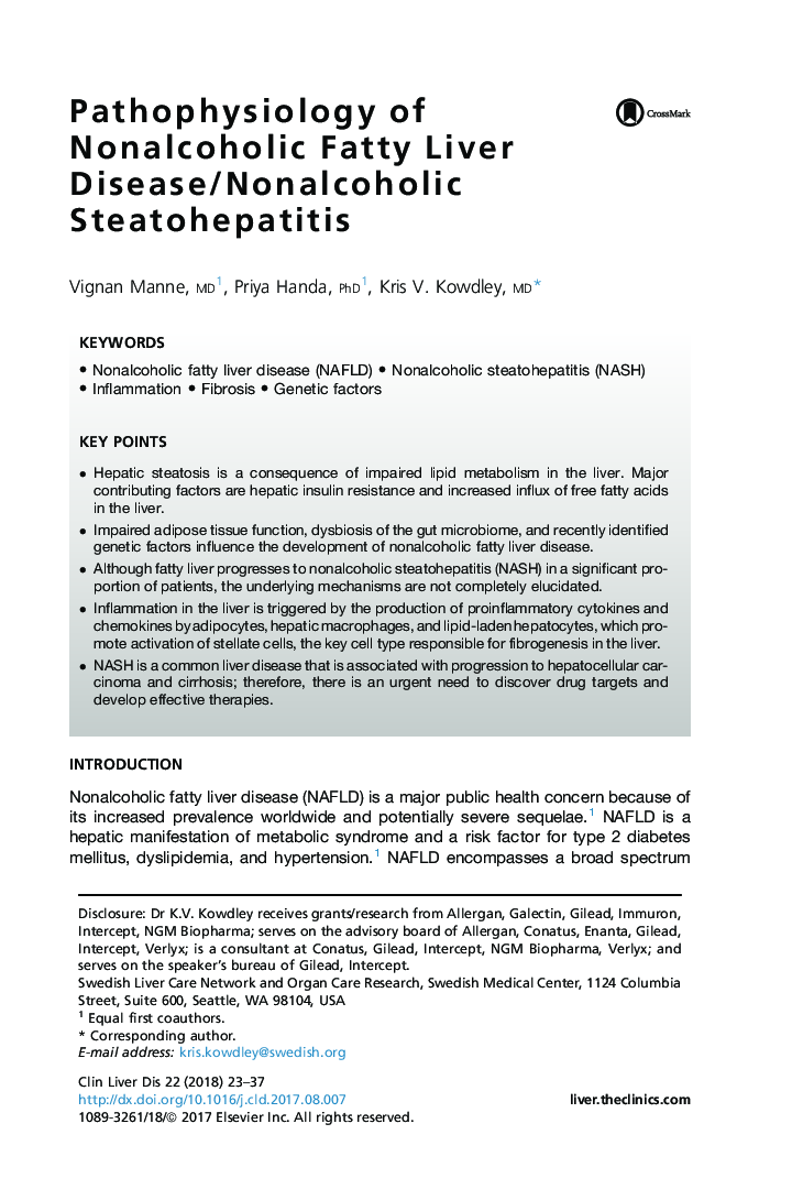 Pathophysiology of Nonalcoholic Fatty Liver Disease/Nonalcoholic Steatohepatitis