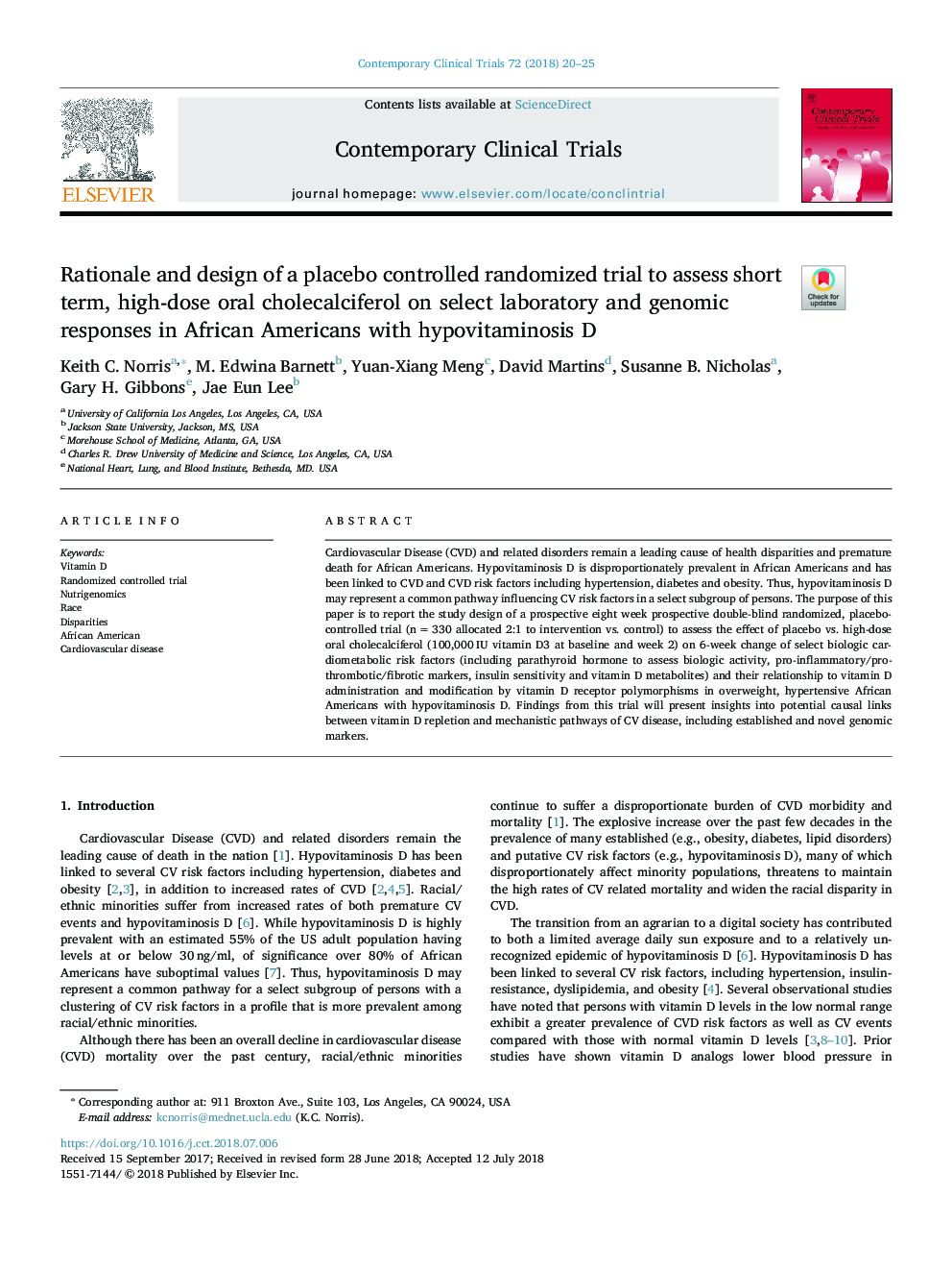 Rationale and design of a placebo controlled randomized trial to assess short term, high-dose oral cholecalciferol on select laboratory and genomic responses in African Americans with hypovitaminosis D