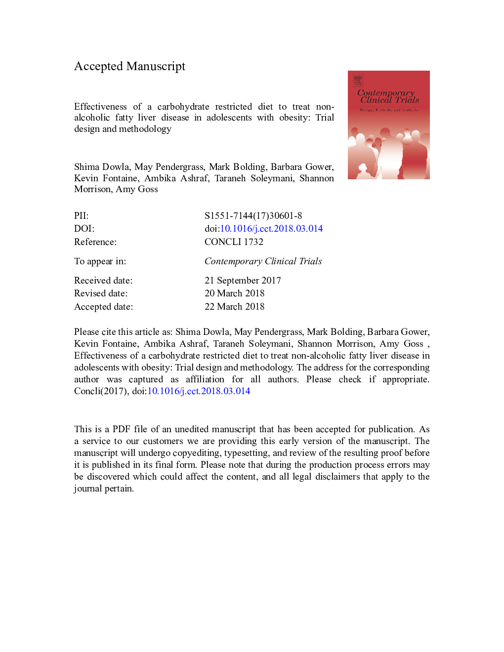 Effectiveness of a carbohydrate restricted diet to treat non-alcoholic fatty liver disease in adolescents with obesity: Trial design and methodology