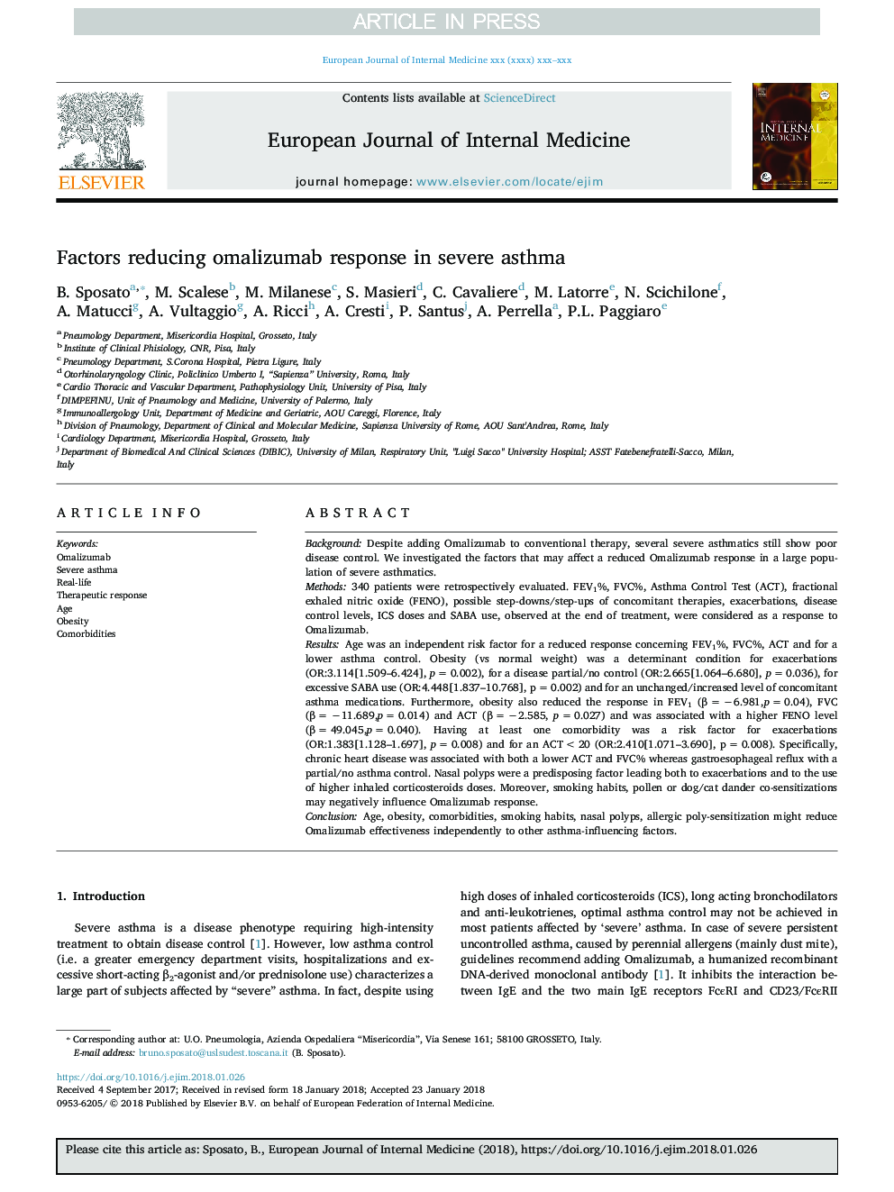 Factors reducing omalizumab response in severe asthma