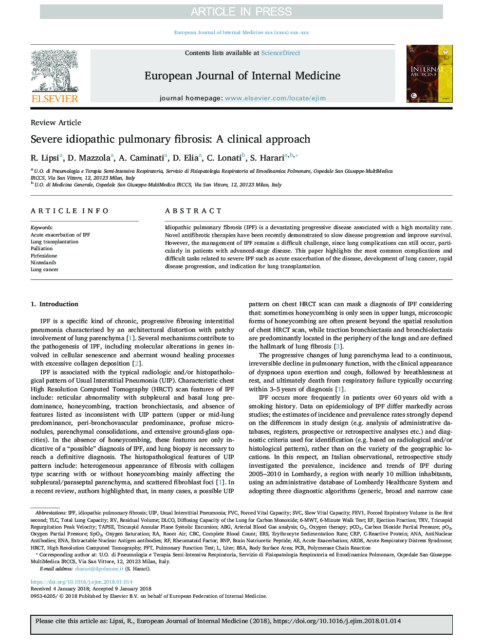 Severe idiopathic pulmonary fibrosis: A clinical approach