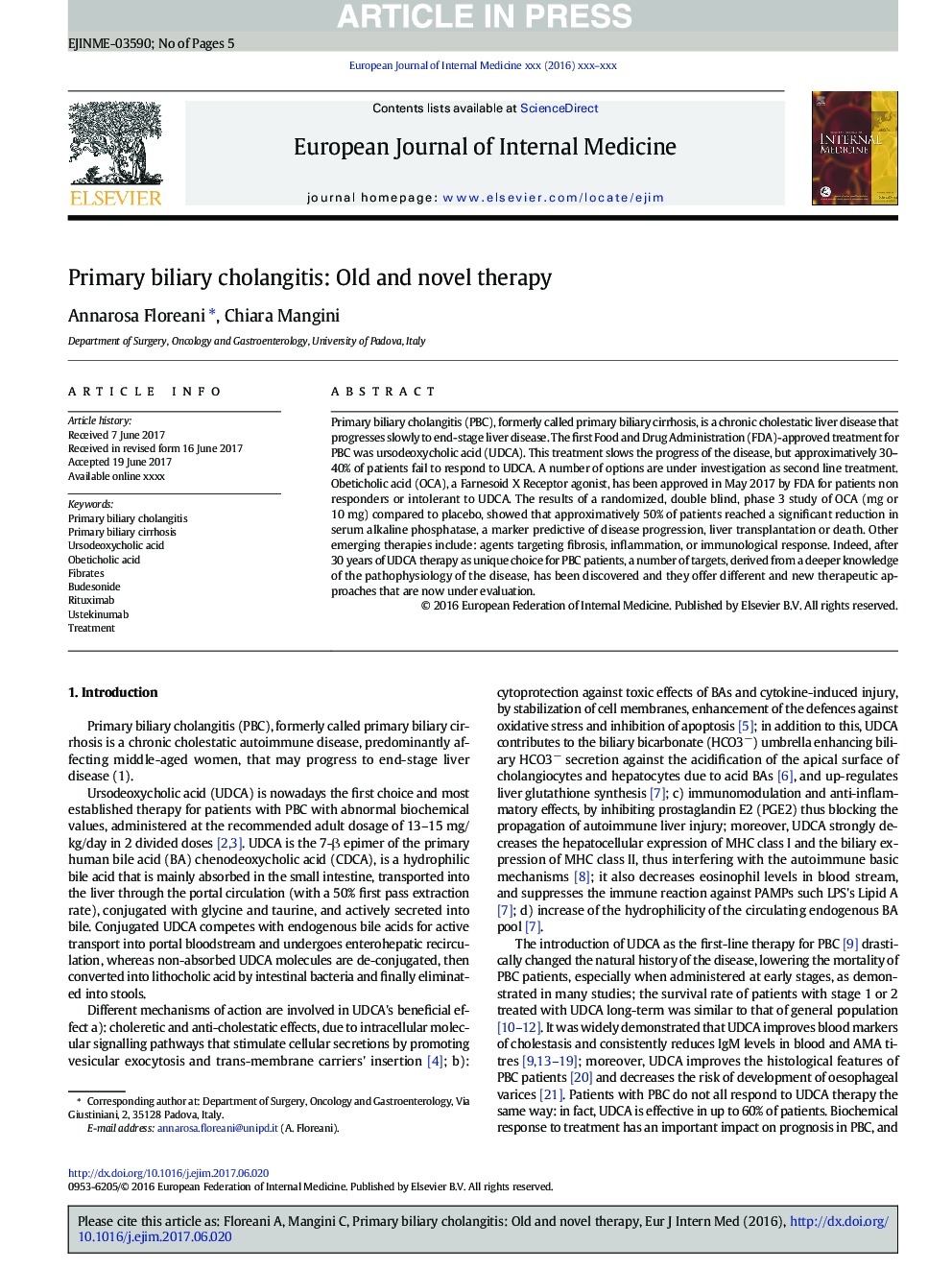 Primary biliary cholangitis: Old and novel therapy