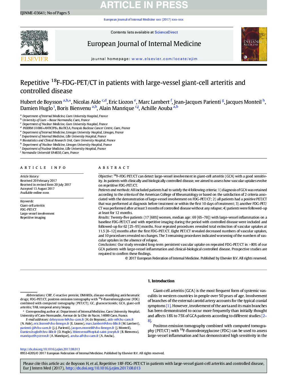 Repetitive 18F-FDG-PET/CT in patients with large-vessel giant-cell arteritis and controlled disease