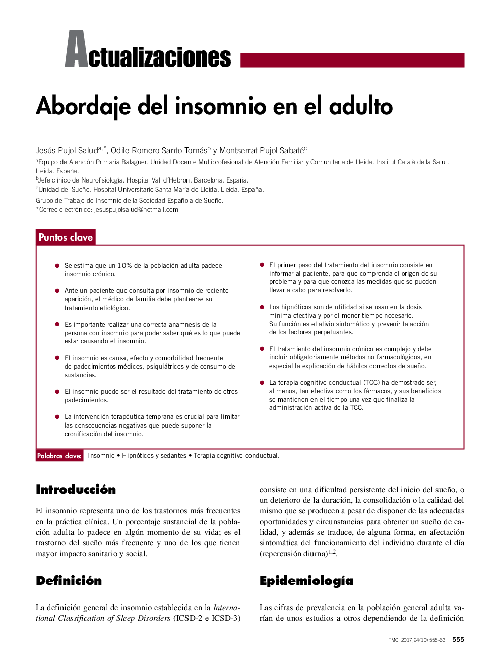 Abordaje del insomnio en el adulto